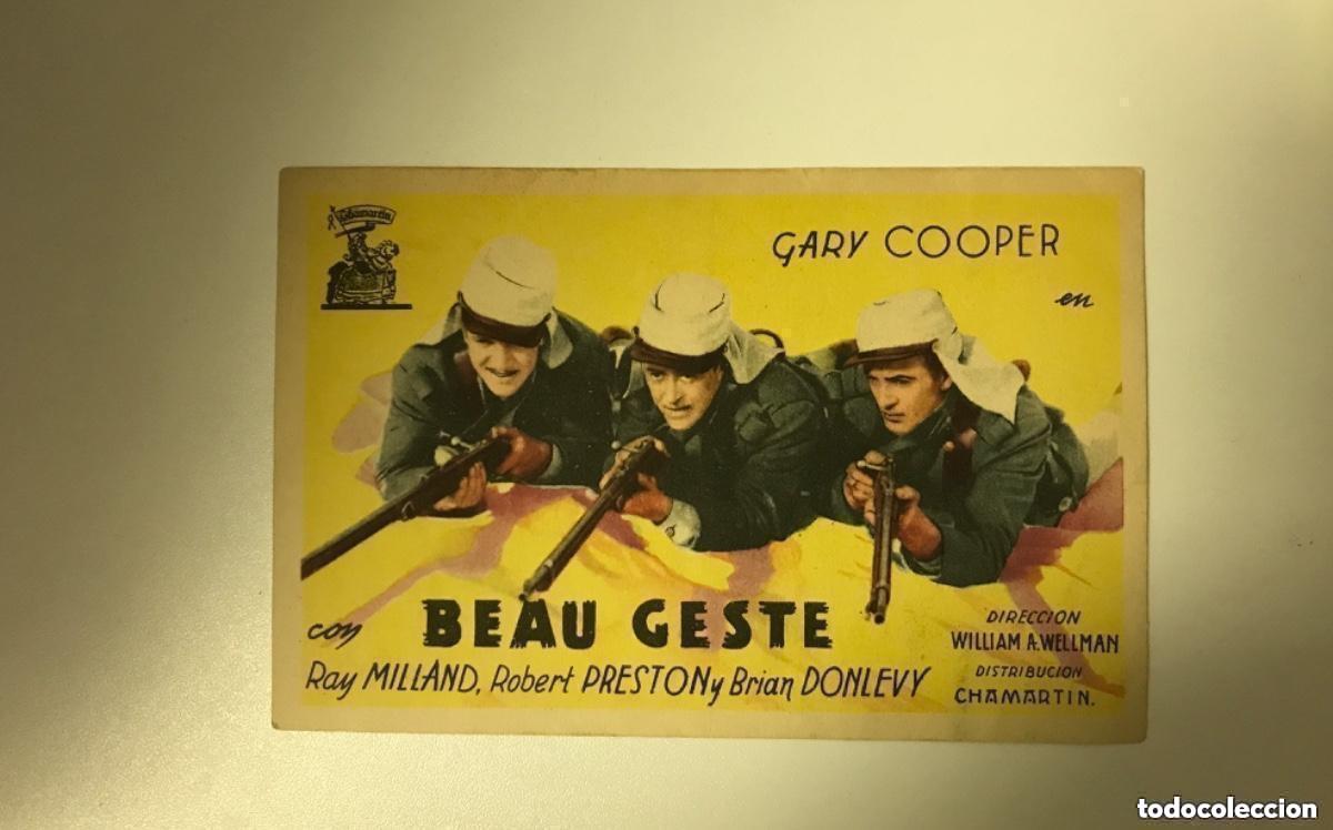 Kino: Programa de cine Folleto de mano Beau Geste con publicidad al dorso