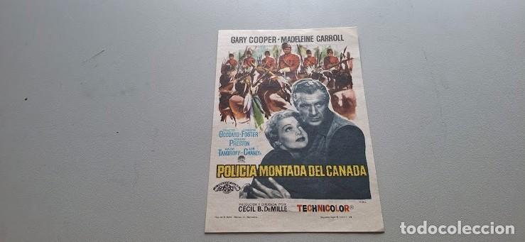 Cine: Folleto de cine POLICIA MONTADA DEL CANADA con publicidad