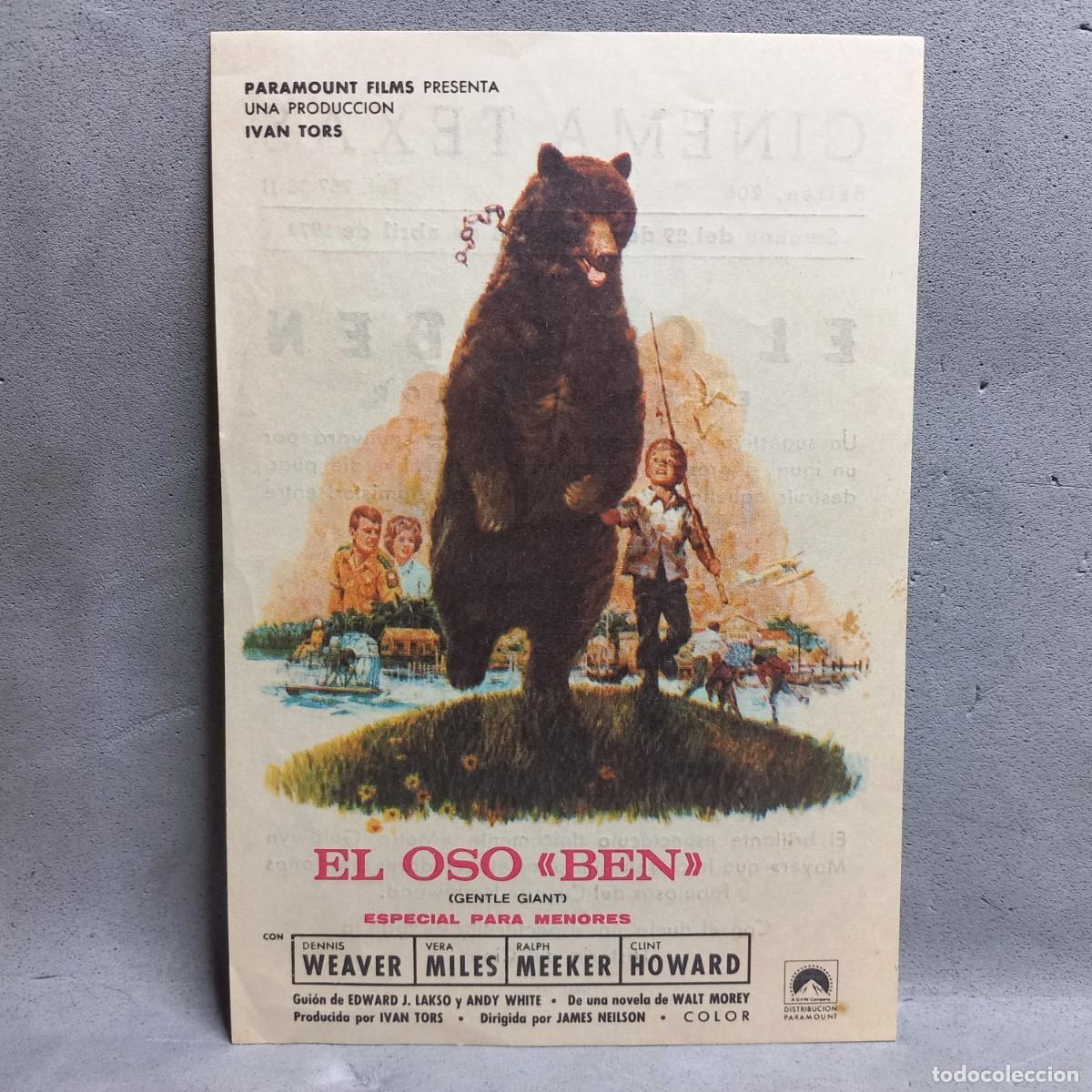 Cine: Cine Texas Barcelona. El Oso Ben. Dennis Weaver, Vera Miles, Ralph Meeker, Clint Howard