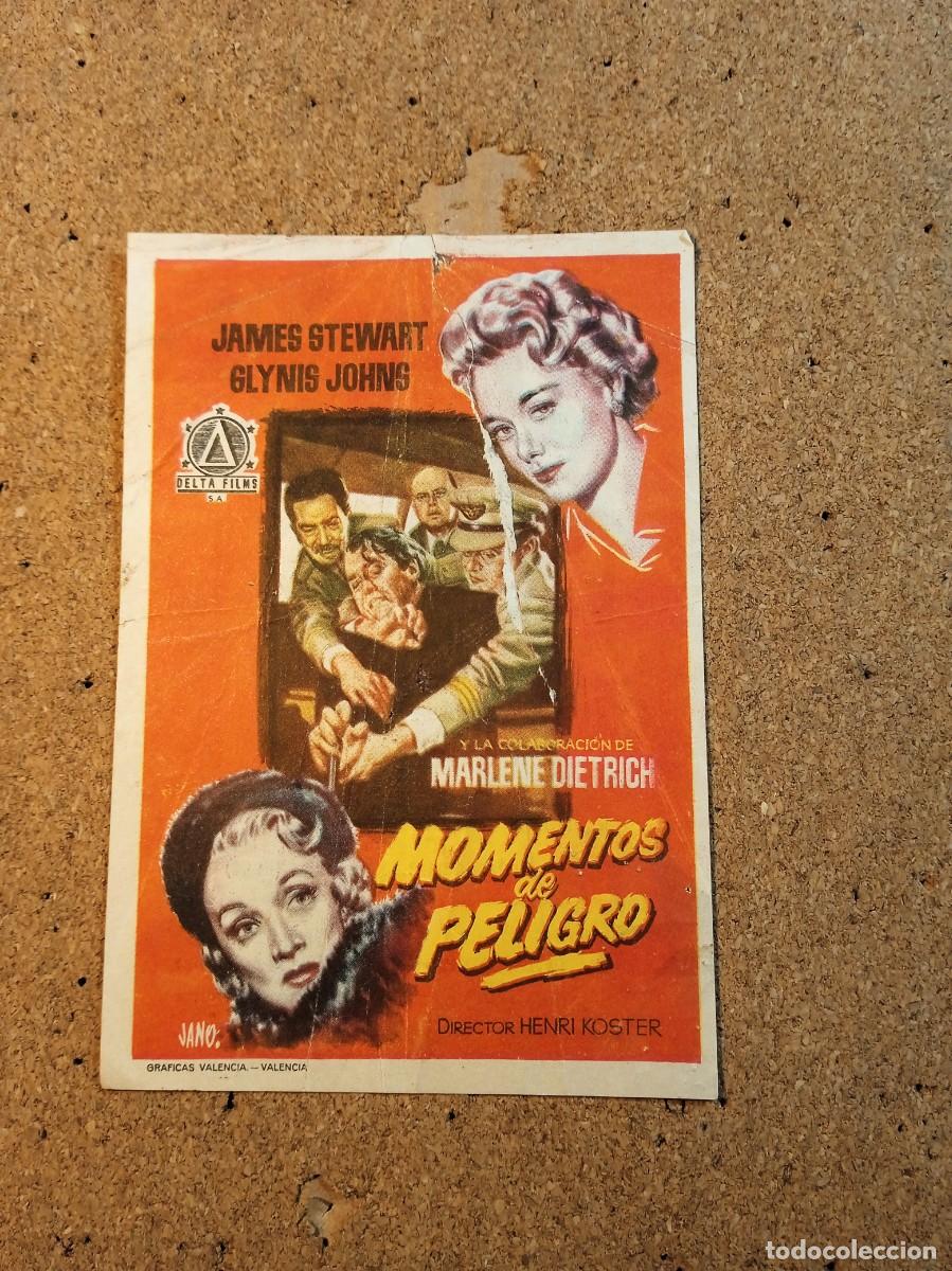 Cine: FOLLETO DE MANO CON PUBLICIDAD MOMENTOS DE PELIGRO