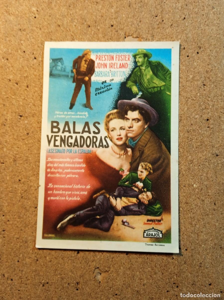 Cine: FOLLETO DE MANO CON PUBLICIDAD BALAS VENGADORAS