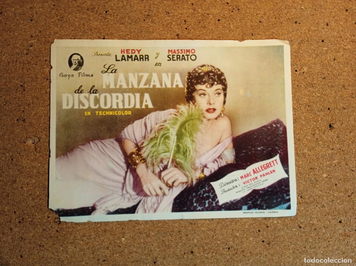 Folhetos de m&atilde;o de filmes antigos de cinema: FOLLETO DE MANO CON PUBLICIDAD MANZANA DE LA DISCORDIA