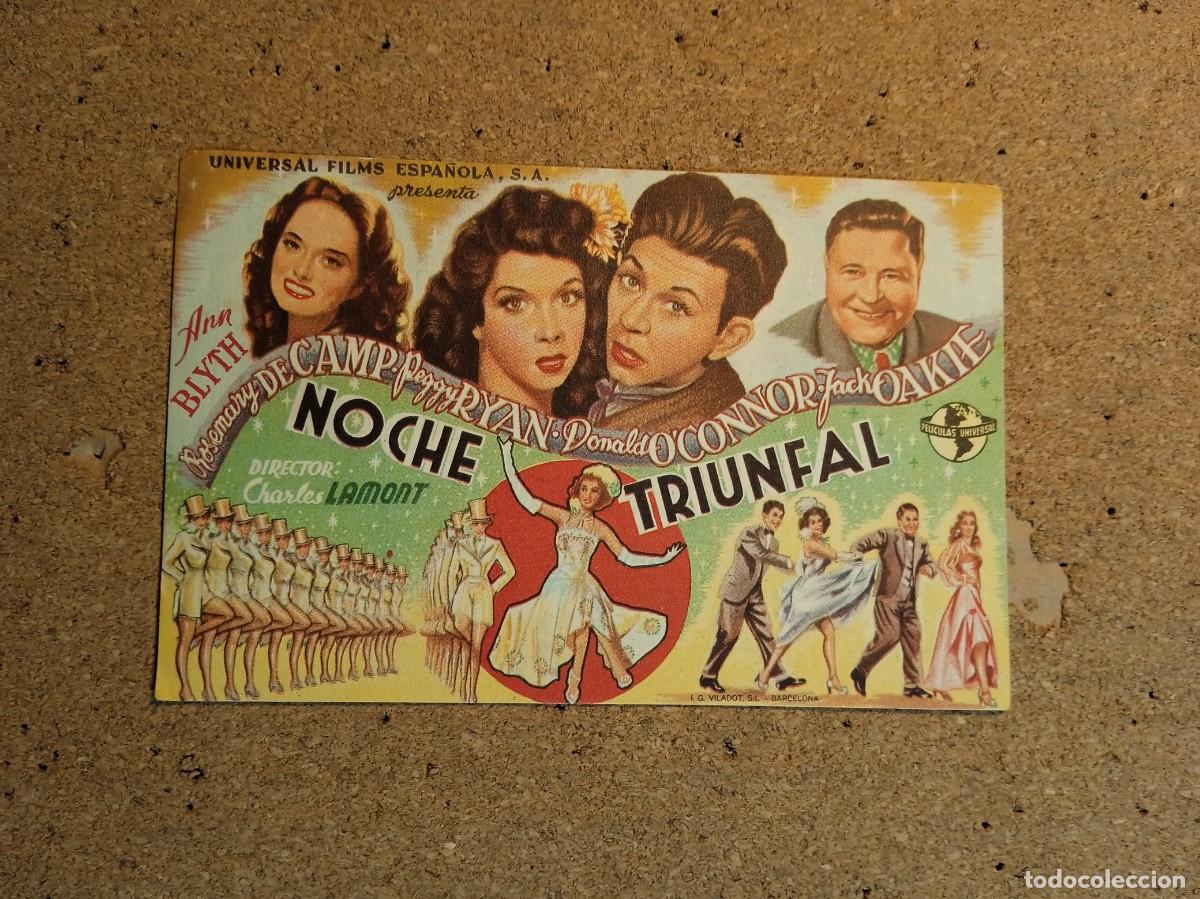 Folhetos de m&atilde;o de filmes antigos de cinema: FOLLETO DE MANO CON PUBLICIDAD NOCHE TRIUNFAL