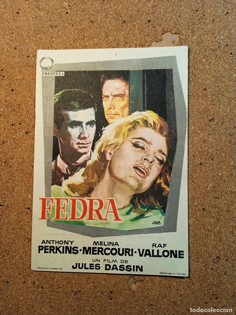  Foglietti di film di film antichi di cinema: FOLLETO DE MANO CON PUBLICIDAD FEDRA