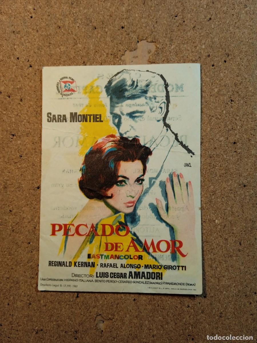 Cine: FOLLETO DE MANO CON PUBLICIDAD PECADO DE AMOR