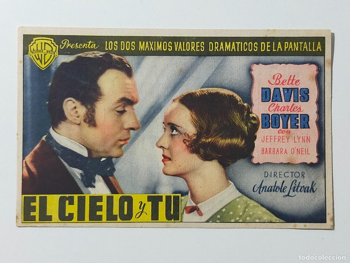 Cine: Programa Sencillo Orig EL CIELO Y TU Bette Davis, Charles Boyer - Cines Bohemio y Galileo, Barcelona