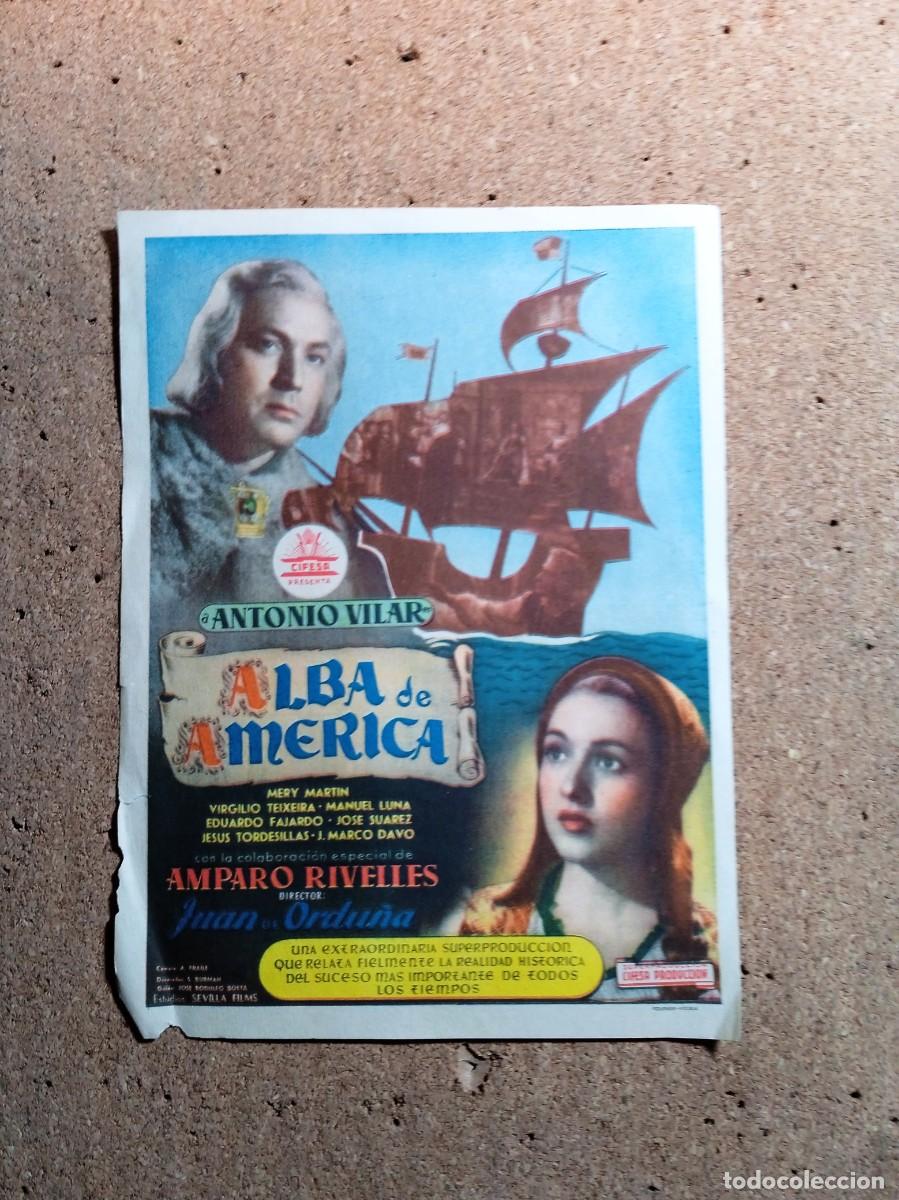 Cine: FOLLETO DE MANO CON PUBLICIDAD ALBA DE AMERICA