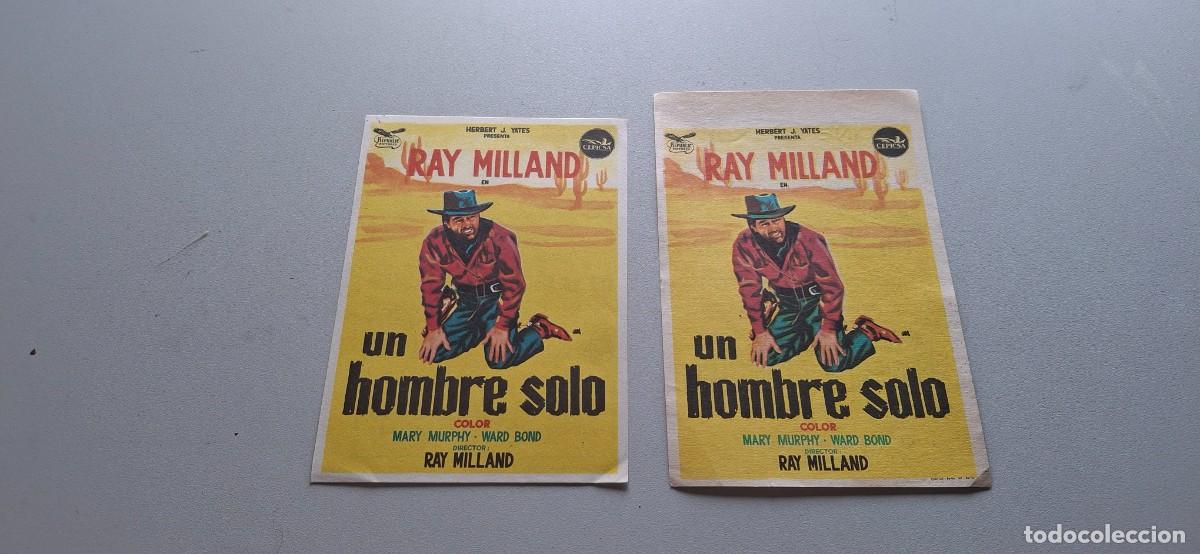 Cine: 2 Folletos de cine DIFERENTES de UN HOMBRE SOLO con publicidad