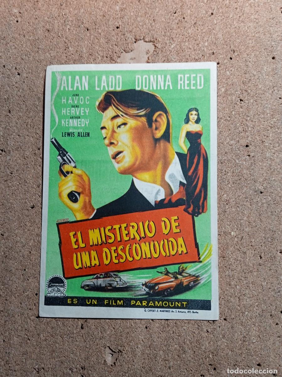 Cine: FOLLETO DE MANO CON PUBLICIDAD EL MISTERIO DE UNA DESCONOCIDA