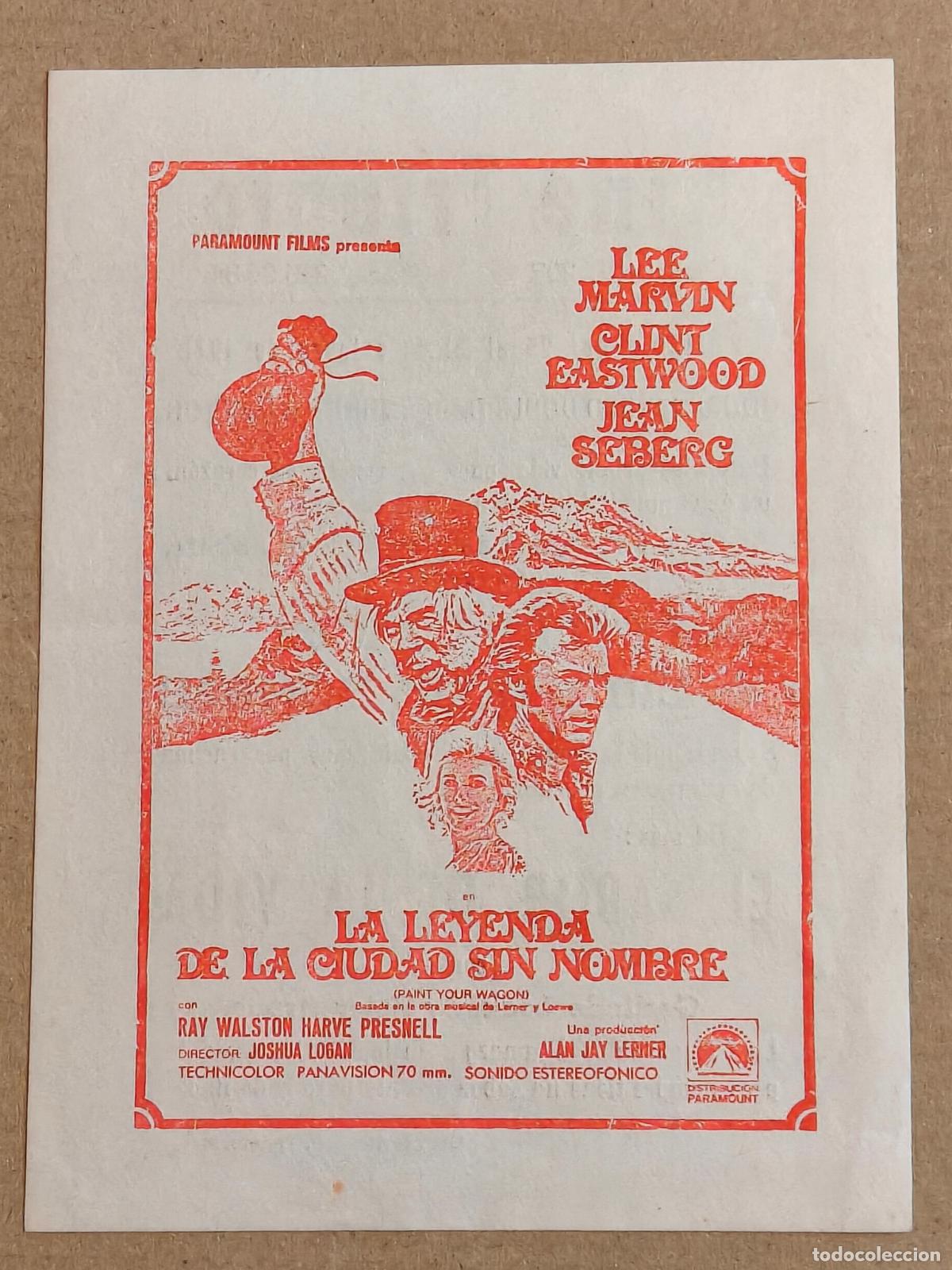 Folhetos de m&atilde;o de filmes antigos de cinema: LA LEYENDA DE LA CIUDAD SIN NOMBRE PROGRAMA DE CINE 1971