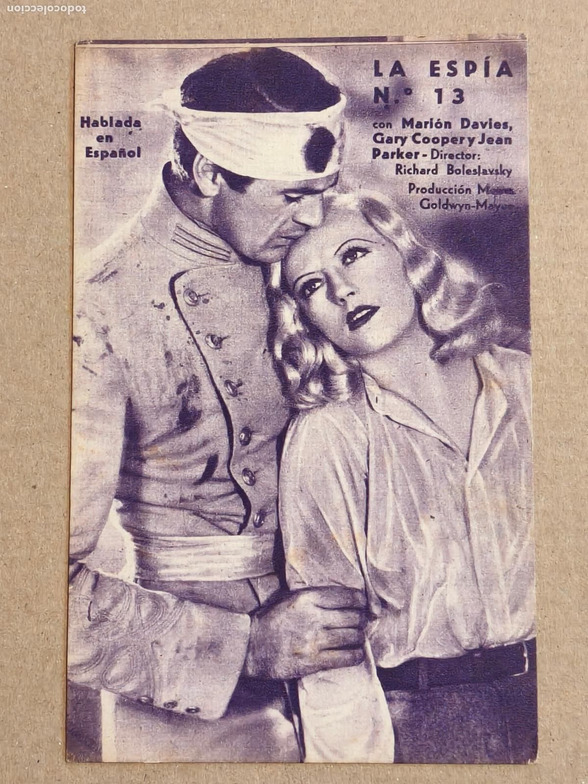 Cinema: LA ESPIA N&deg;13 PROGRAMA DE CINE 1936
