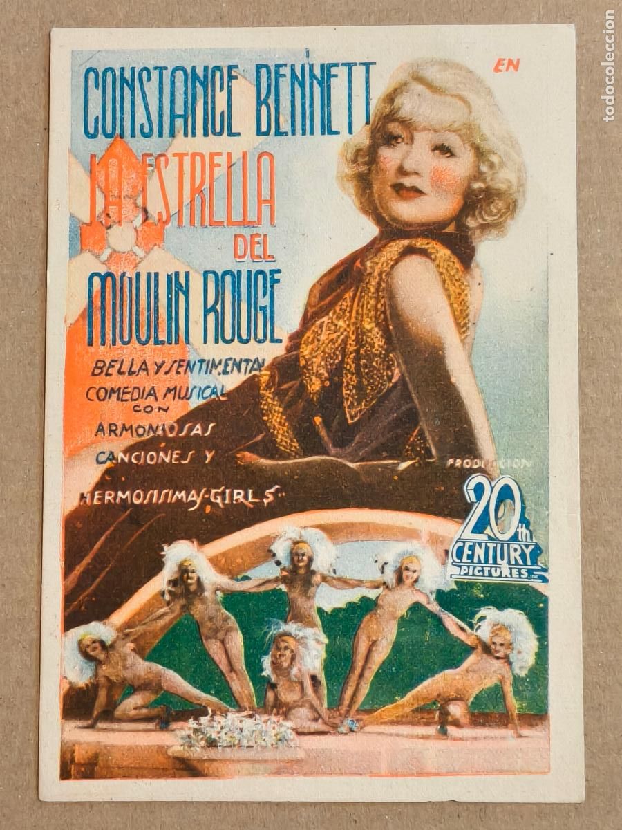 Folhetos de m&atilde;o de filmes antigos de cinema: LA ESTRELLA DEL MOULIN ROUGE PROGRAMA DE CINE 1935