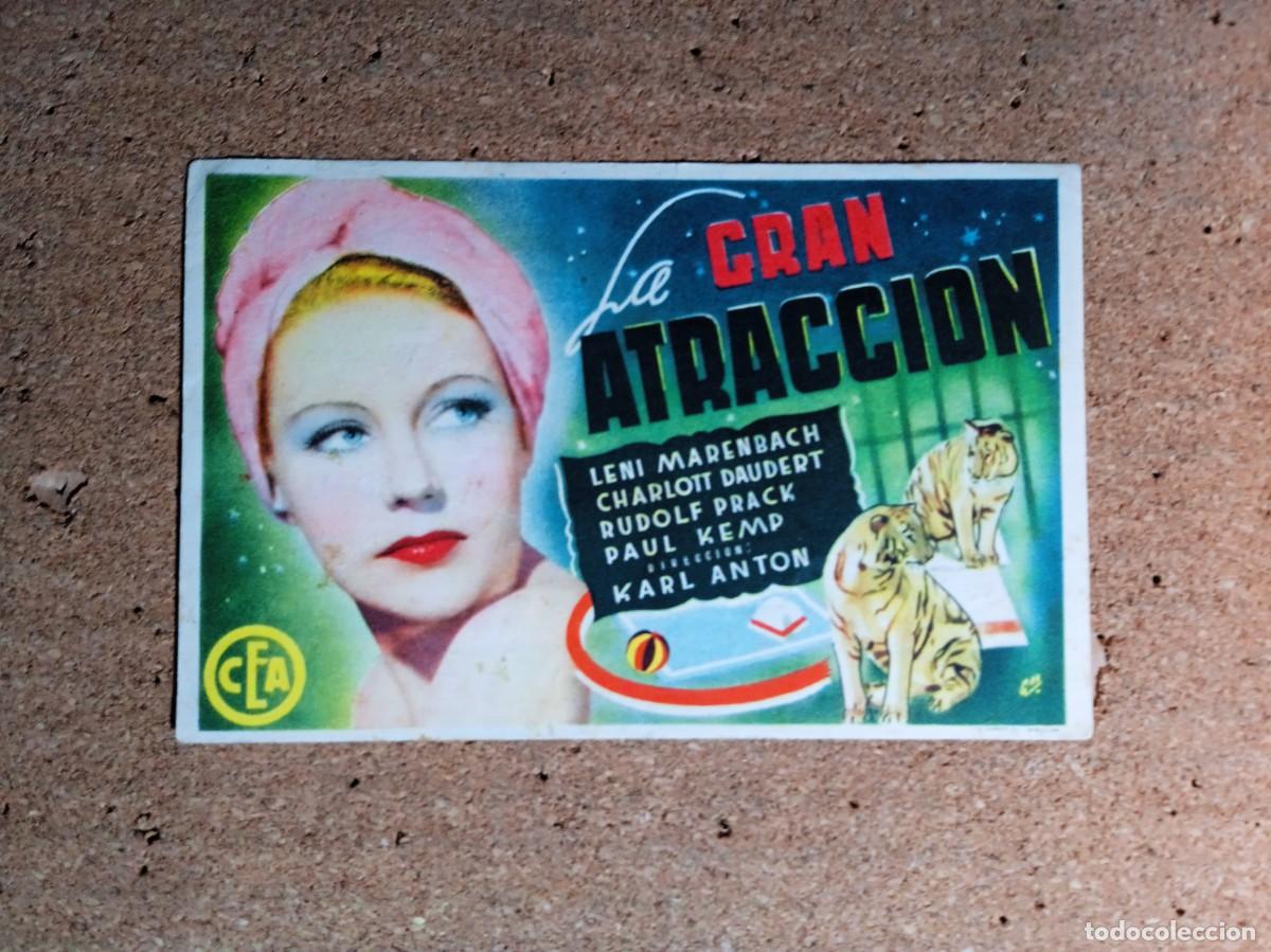  Flyers Publicitaires de films Anciens: FOLLETO DE MANO CON PUBLICIDAD LA GRAN ATRACCION