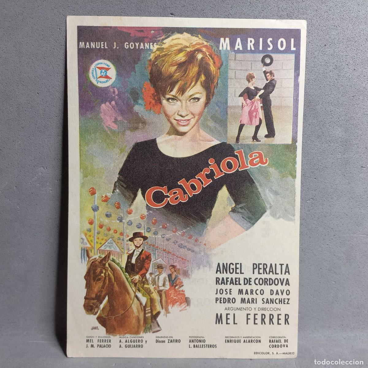 Cine: Cine Sanllehy, Barcelona. Cabriola, Marisol, Angel Peralta, Rafael de Cordova, Jose Marco Davo