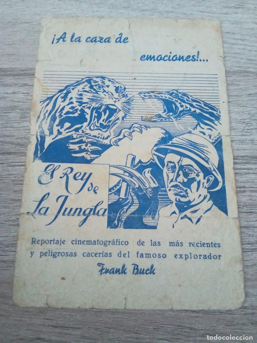 Cine: EL REY DE LA JUNGLA, FRANK BUCK, FOLLETO LOCAL GRAN CINEMA BARACALDO