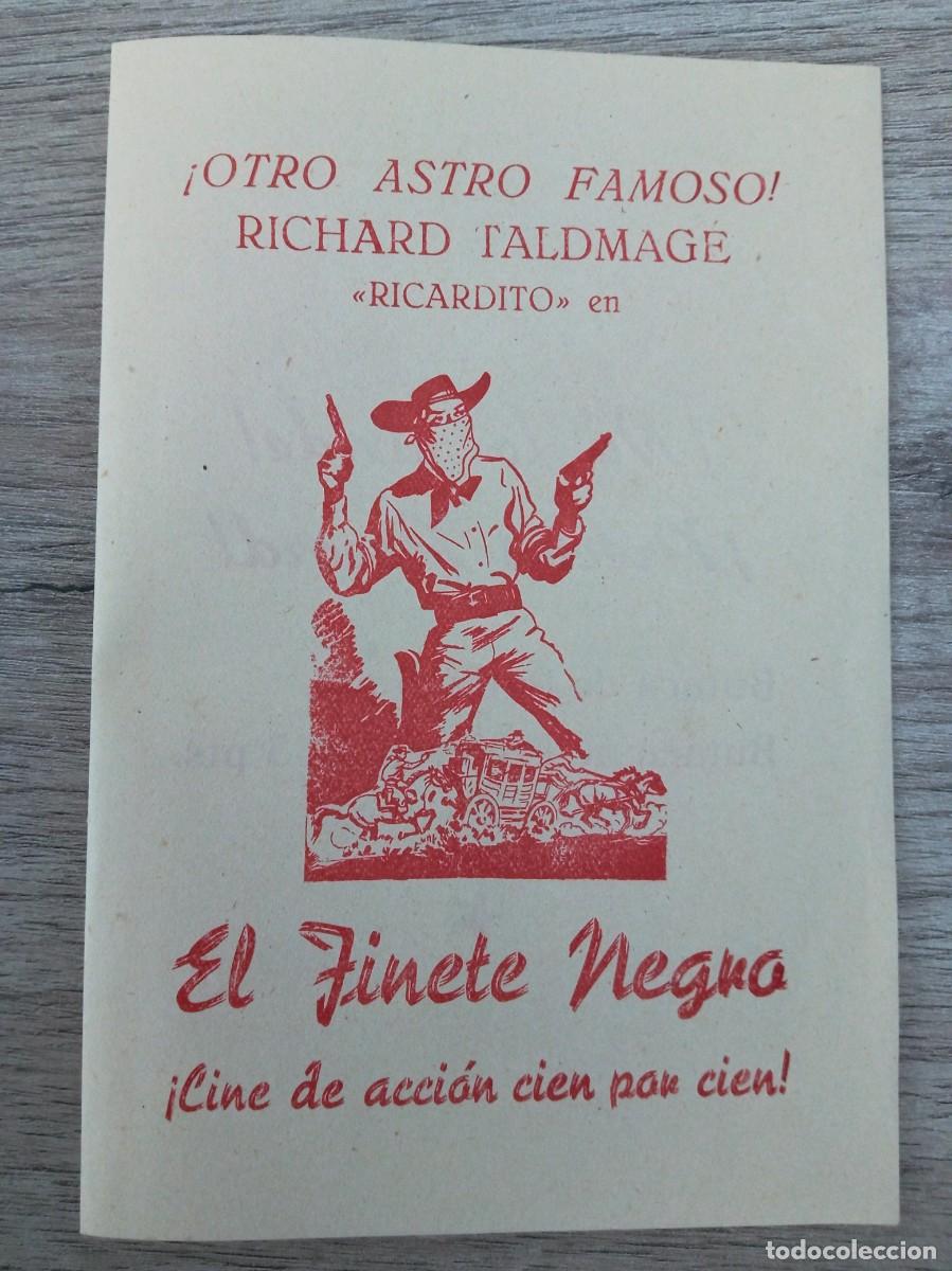 Cine: EL JINETE NEGRO, RICHARD TALMAGDE, ARAJOL, TEMPLE DE HEROE, JACKIE COOGAN, CINE OLIMPIA, 1952