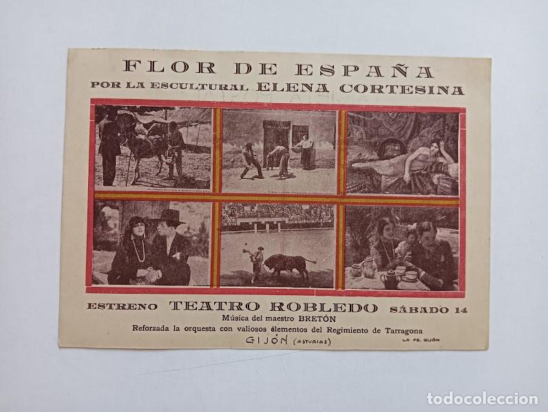 Cine: FLOR DE ESPA&Ntilde;A PROGRAMA TARJETA HELENA CORTESINA JESUS TORDESILLAS CINE MUDO ESPA&Ntilde;OL 1923