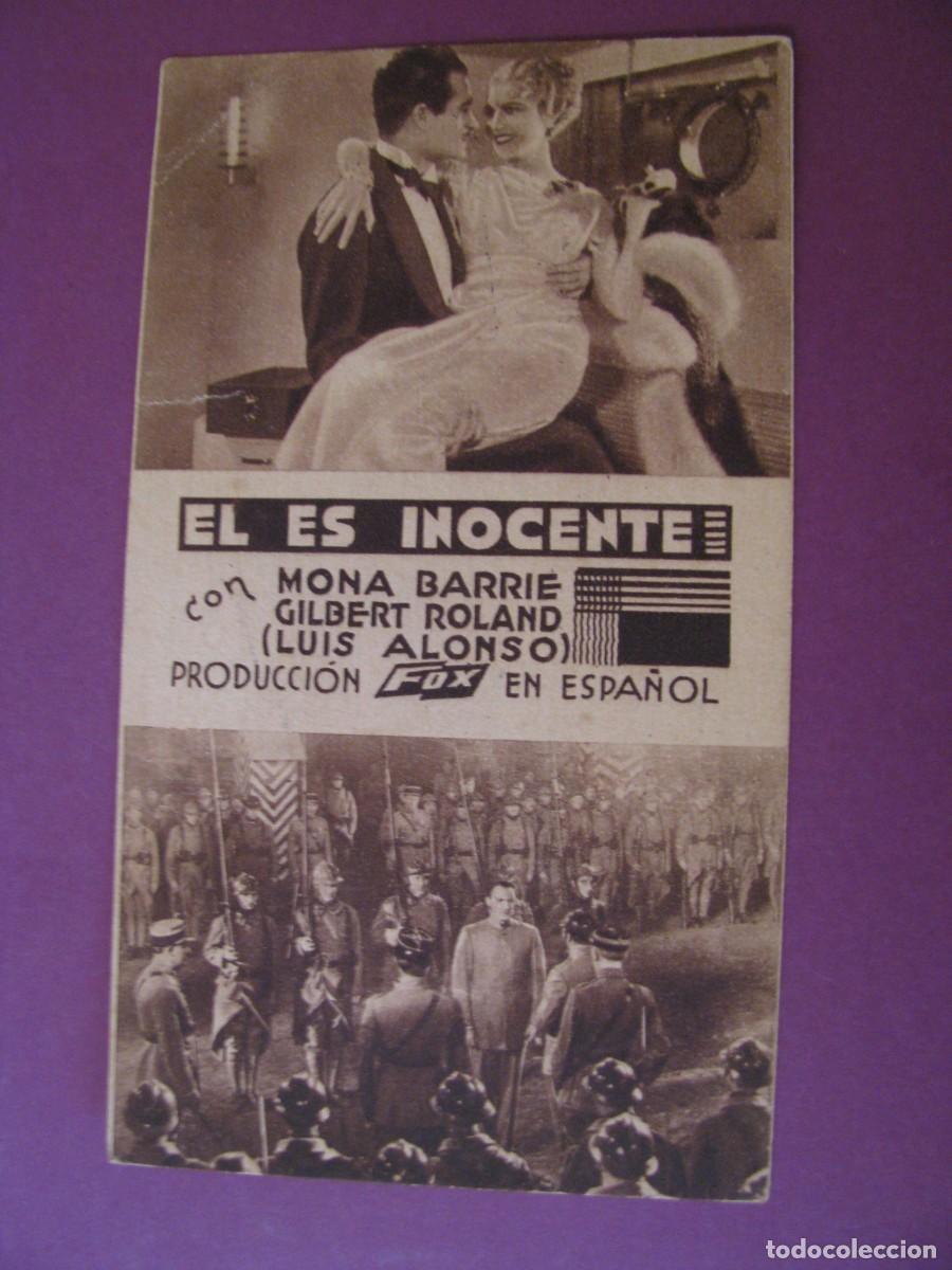 Cine: FOLLETO DE MANO DE CINE TORCAL, ANTEQUERA. EL ES INOCENTE. 1936
