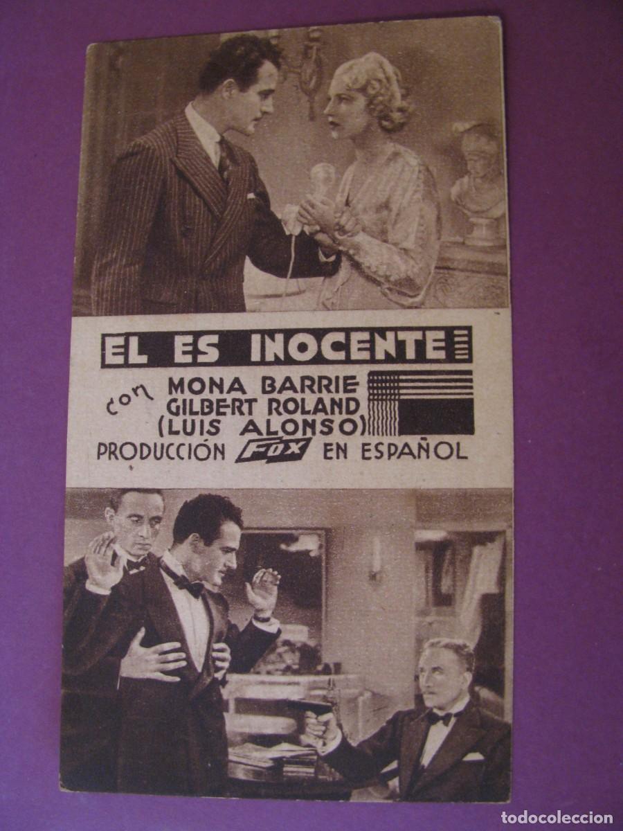 Cine: FOLLETO DE MANO DE CINE TORCAL, ANTEQUERA. EL ES INOCENTE. 1936