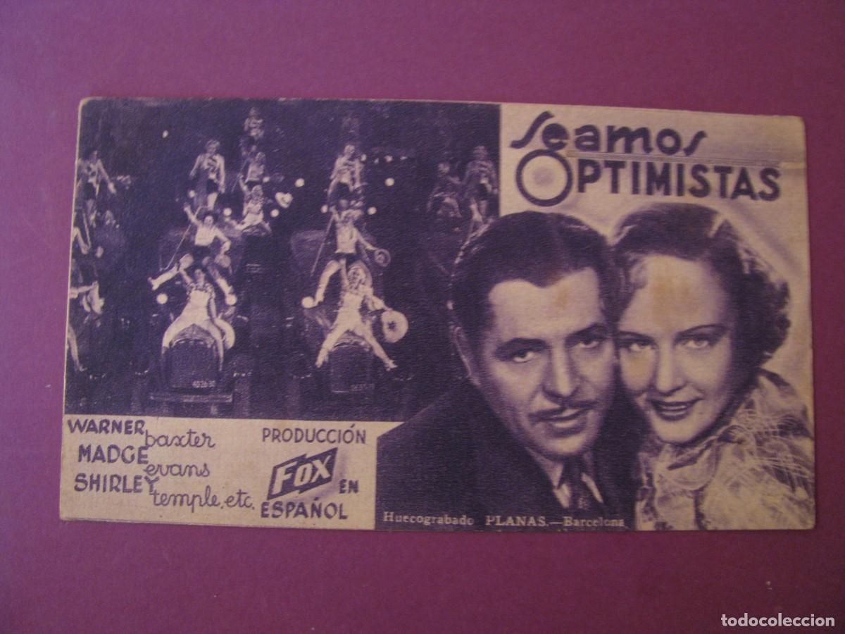 Cine: FOLLETO DE MANO DE CINE TORCAL, ANTEQUERA. SEAMOS OPTIMISTAS. A&Ntilde;OS 30