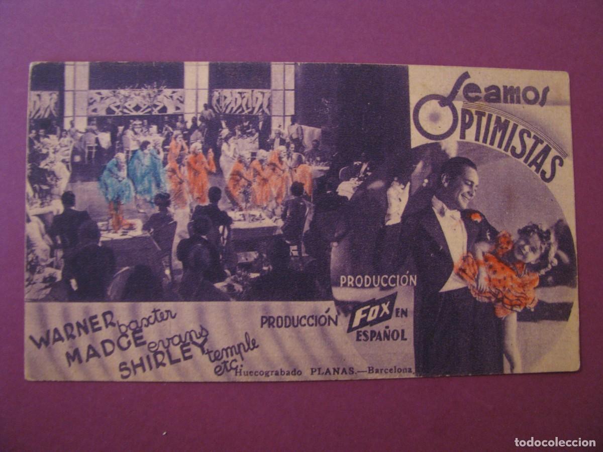 Cine: FOLLETO DE MANO DE CINE TORCAL, ANTEQUERA. SEAMOS OPTIMISTAS. A&Ntilde;OS 30