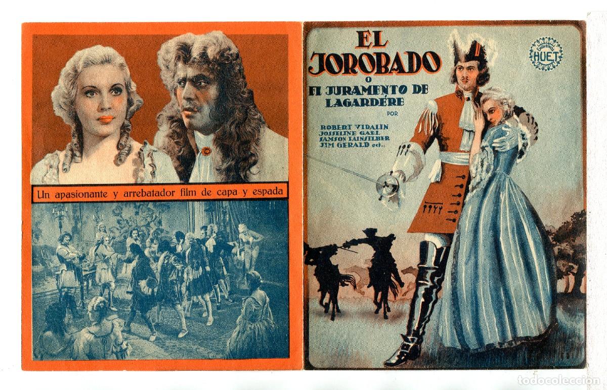 Cinema: EL JOROBADO O EL JURAMENTO DE LAGARDERE, con Robert Vidalin.