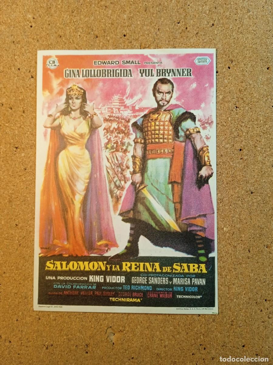 Folhetos de m&atilde;o de filmes antigos de cinema: FOLLETO DE MANO CON PUBLICIDAD SALOMON Y LA REINA DE SABA