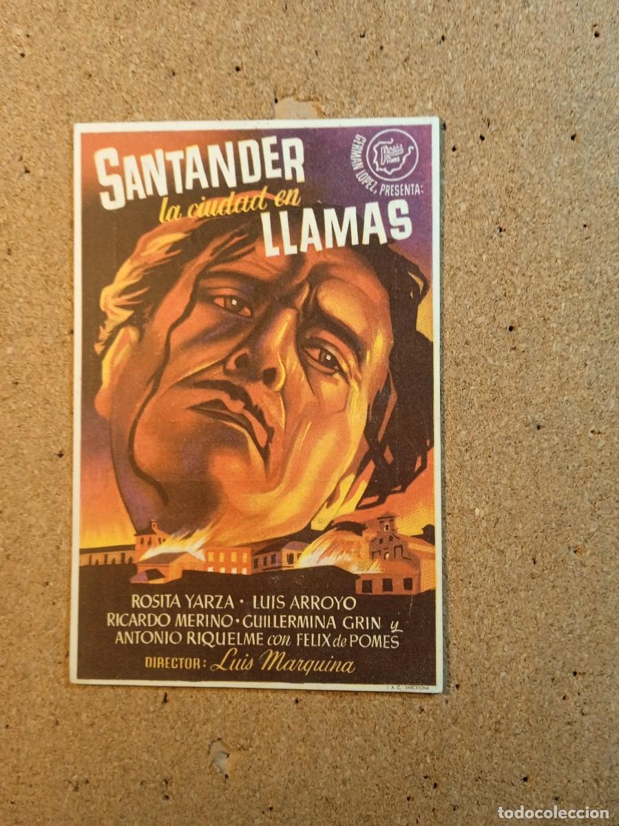 Cine: FOLLETO DE MANO CON PUBLICIDAD SANTANDER LA CIUDAD EN LLAMAS