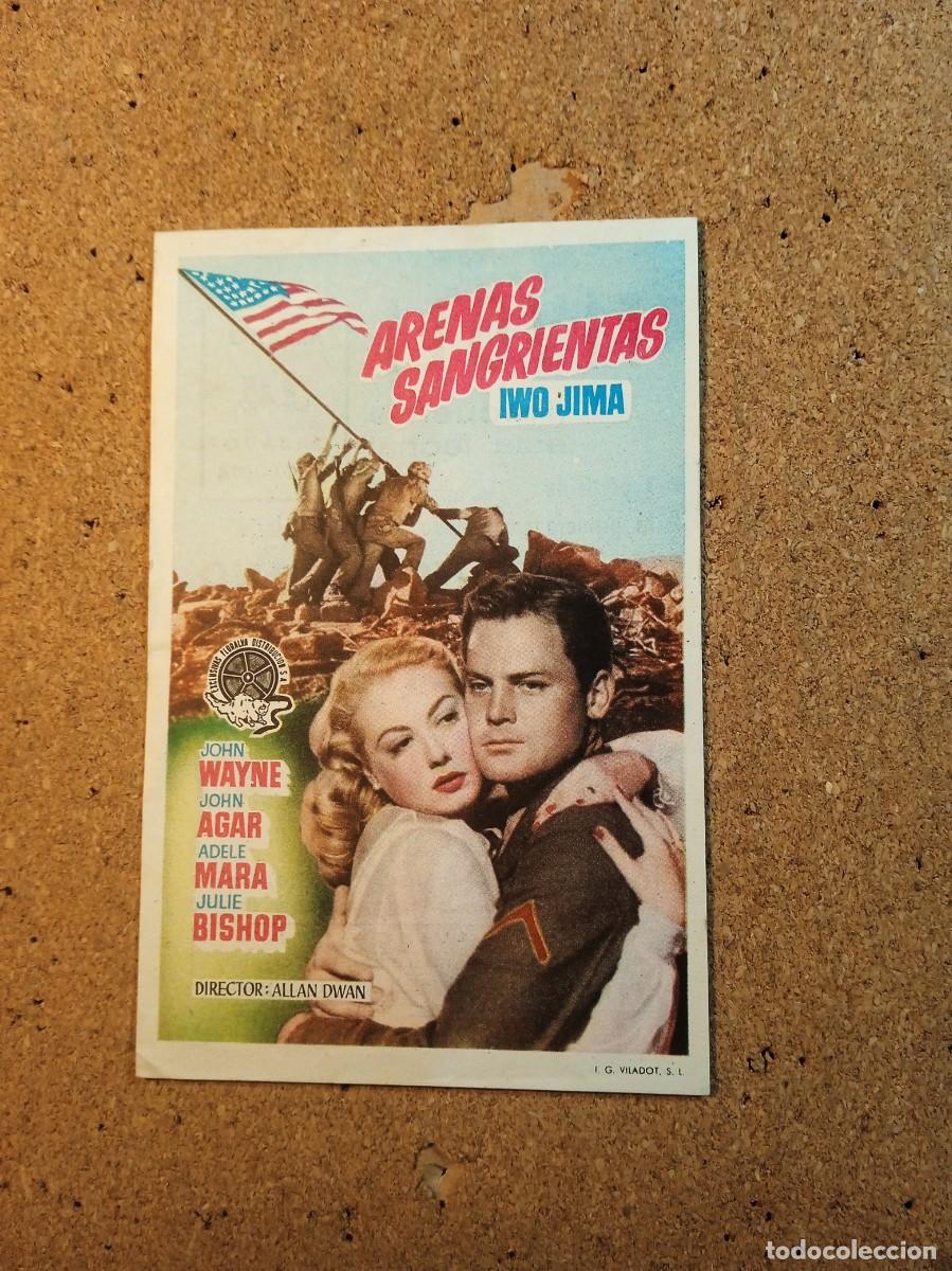 Cinema: FOLLETO DE MANO CON PUBLICIDAD ARENAS SANGRIENTAS IWO JIMA