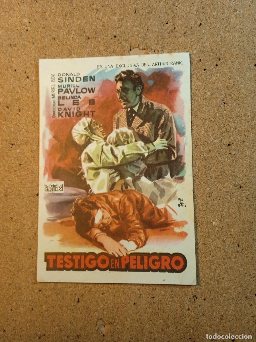 Cine: FOLLETO DE MANO CON PUBLICIDAD TESTIGO EN PELIGRO