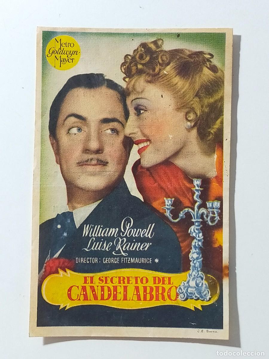 Cine: Programa Sencillo Orig EL SECRETO DEL CANDELABRO William Powell. Teatro de las Cortes, San Fernando.