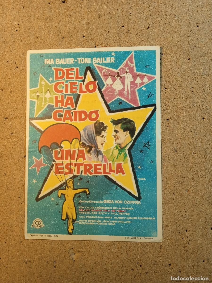 Folhetos de m&atilde;o de filmes antigos de cinema: FOLLETO DE MANO CON PUBLICIDAD DEL CIELO HA CAIDO UNA ESTRELLA