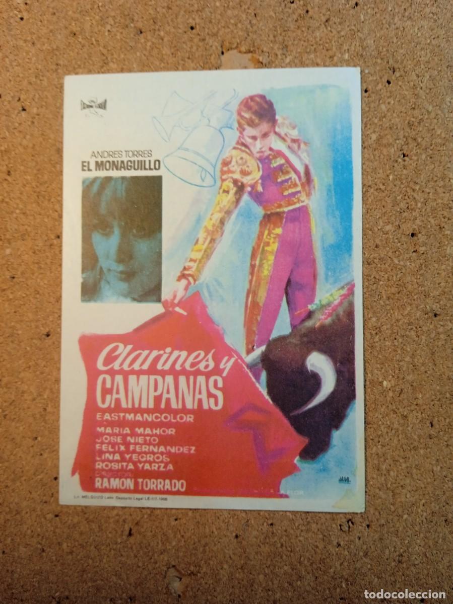 Cine: FOLLETO DE MANO CON PUBLICIDAD CLARINES Y CAMPANAS