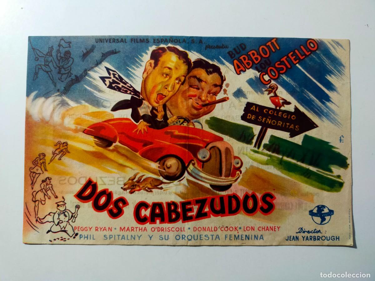 Cine: Programa (Grande) Orig: DOS CABEZUDOS. Bud Abbott, Lou Costello - Teatro de las Cortes, San Fernando