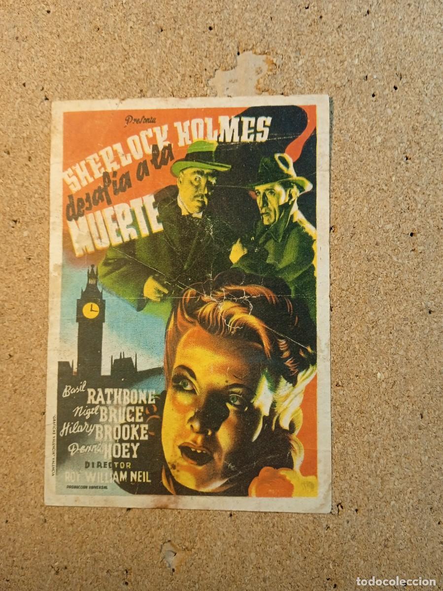 Cine: FOLLETO DE MANO CON PUBLICIDAD SHERLOCK HOLMES DESAFIA A LA MUERTE