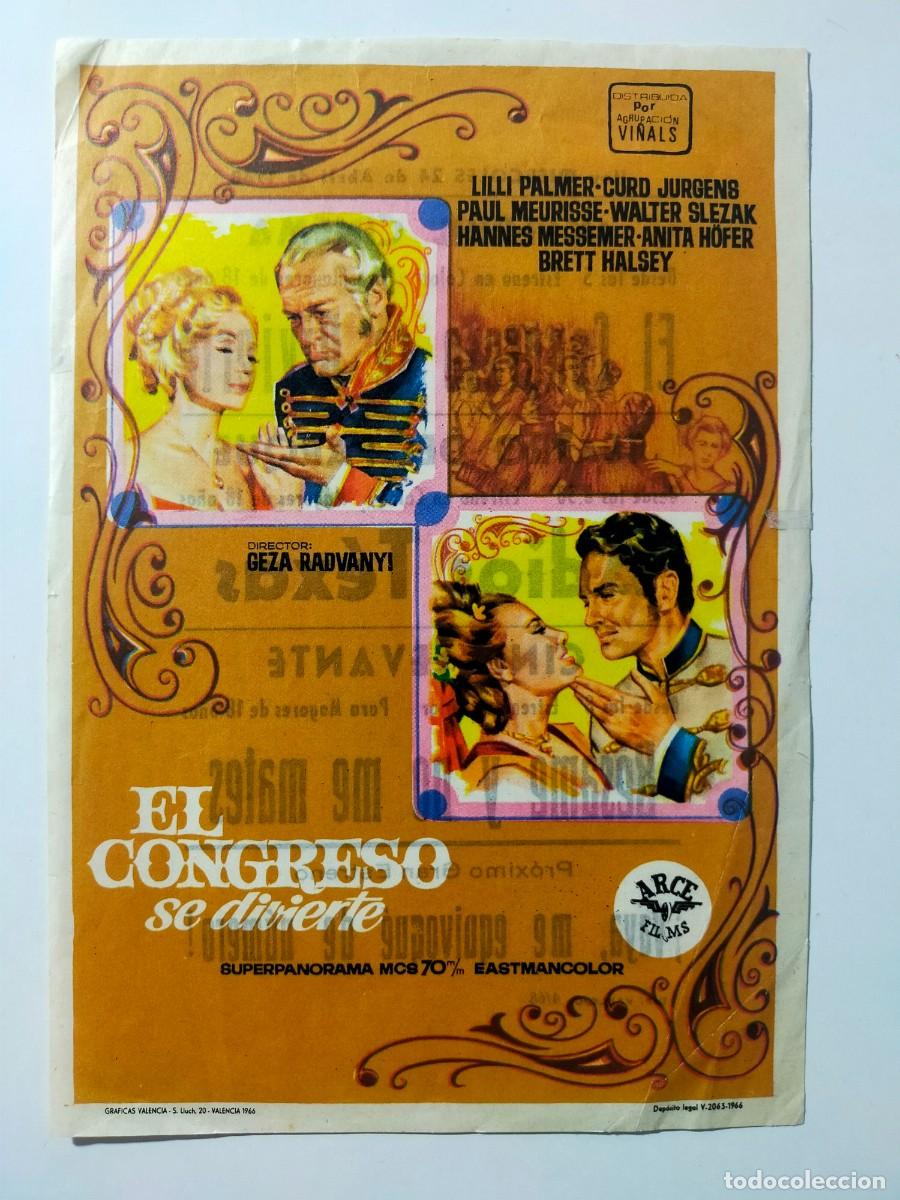 Cine: Programa Sencillo Orig EL CONGRESO SE DIVIERTE Lilli Palmer, Curd Jurgens. Imperial Cinema, La Linea