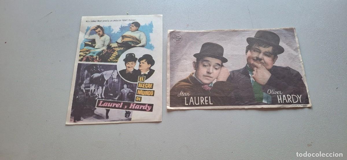 Cine: 2 Folletos de cine DIFERENTES de STAN LAUREL OLIVER HARDY con publicidad