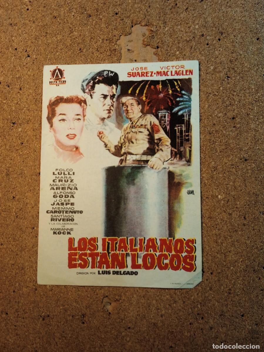 Cine: FOLLETO DE MANO CON PUBLICIDAD LOS ITALIANOS ESTAN LOCOS