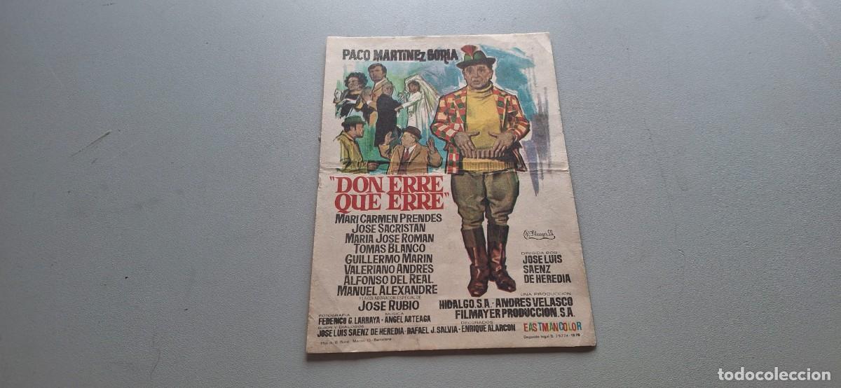 Cine: Folleto de cine DON ERRE QUE ERRE con publicidad