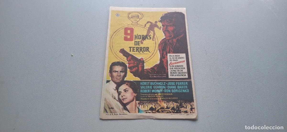 Cine: Folleto de cine 9 HORAS DE TERROR con publicidad