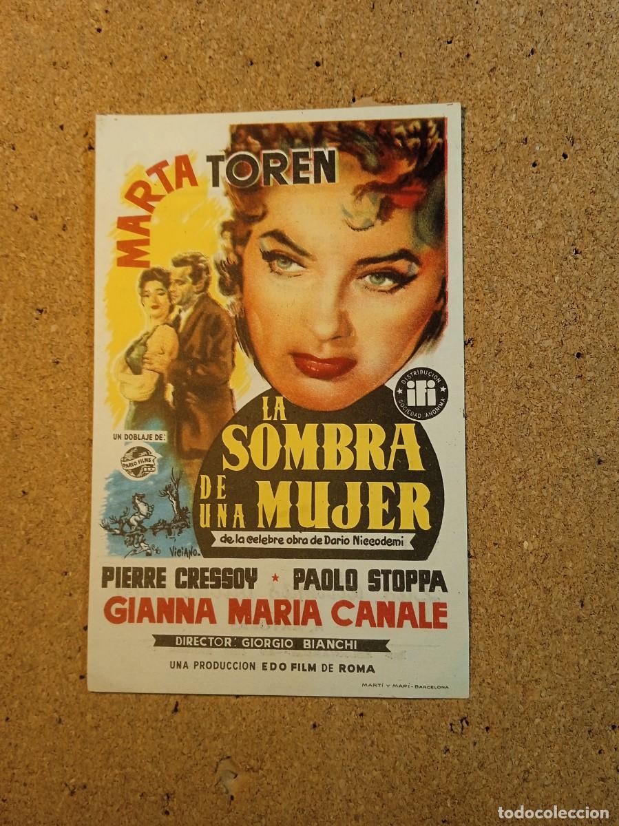 Cine: FOLLETO DE MANO CON PUBLICIDAD LA SOMBRA DE UNA MUJER