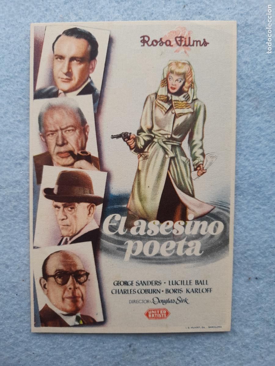 Cine: El Asesino Poeta. George Sanders, Boris Karloff, Lucille Ball, Charles Coburn.
