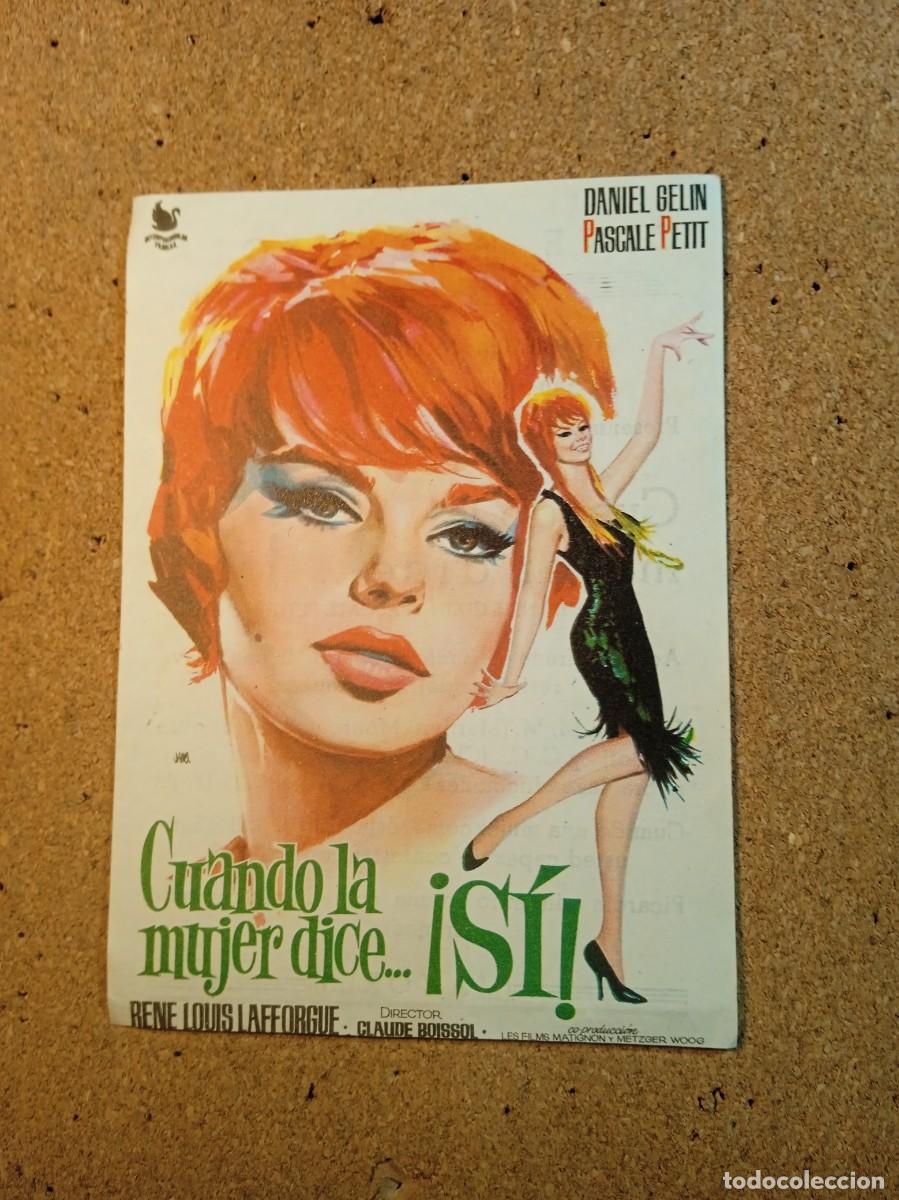 Cine: FOLLETO DE MANO CON PUBLICIDAD CUANDO LA MUJER DICE... SI