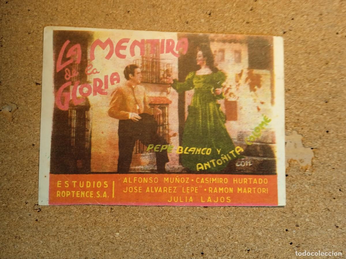  Flyers Publicitaires de films Anciens: FOLLETO DE MANO CON PUBLICIDAD LA MENTIRA DE LA GLORIA