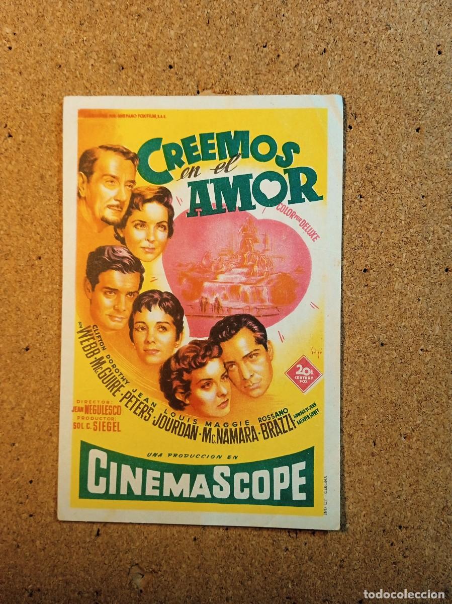 Cine: FOLLETO DE MANO CON PUBLICIDAD CREEMOS EN EL AMOR