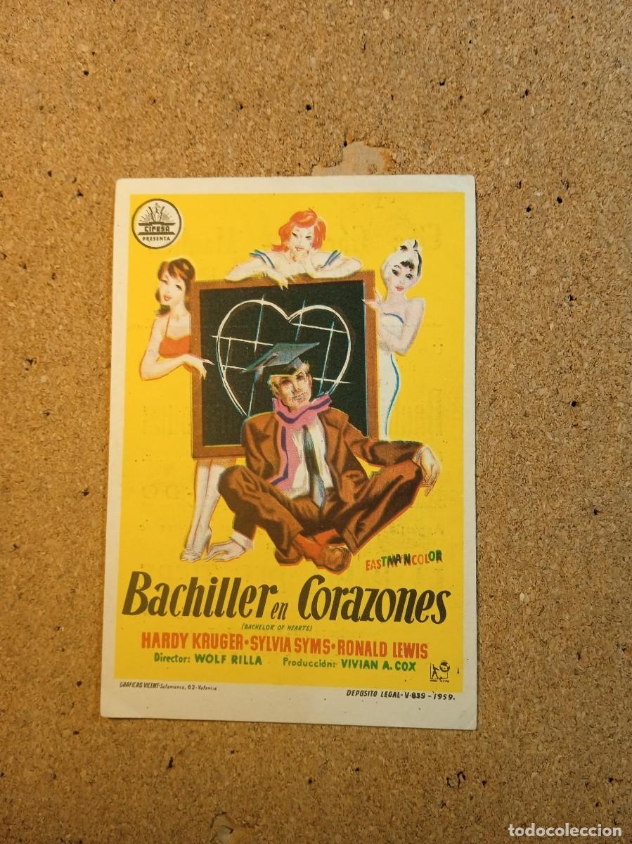 Cine: FOLLETO DE MANO CON PUBLICIDAD BACHILLER EN CORAZONES