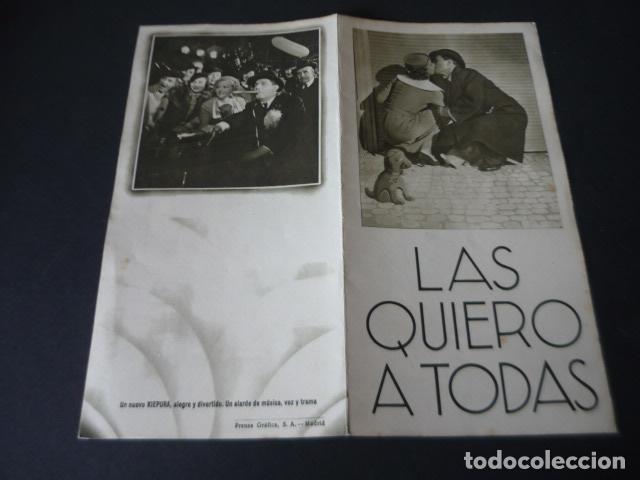 Folhetos de m&atilde;o de filmes antigos de cinema: LAS QUIERO A TODAS PROGRAMA DE MANO FOLLETO A&Ntilde;OS 30