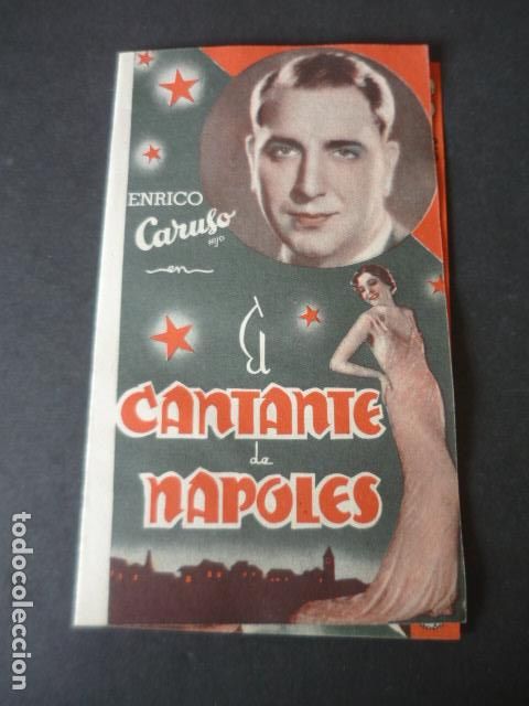Folhetos de m&atilde;o de filmes antigos de cinema: EL CANTANTE DE NAPOLES PROGRAMA DE MANO DOBLE ENRICO CARUSO