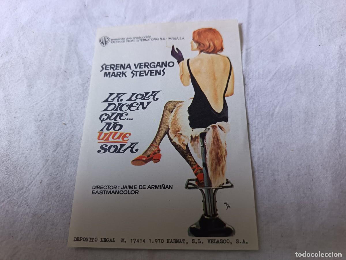 Flyers Publicitaires de Films Anciens: Folleto de Mano de Cine, antiguo o vintage, La Lola Dicen que no Vive Sola