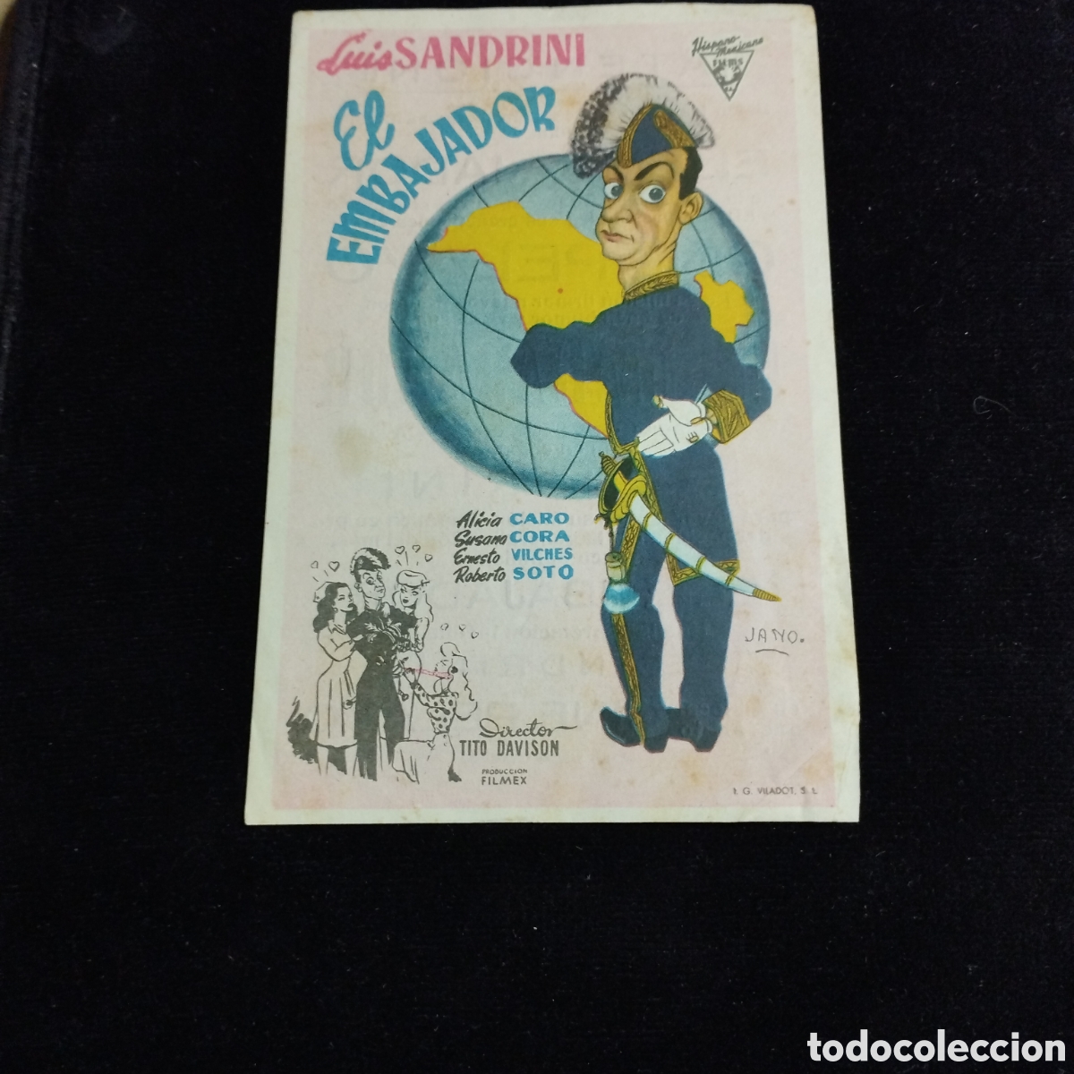 Cine: Programa de cine, sencillo. El embajador. Alicia Caro. Susanna Cora. Sandrini. Cine Pelayo